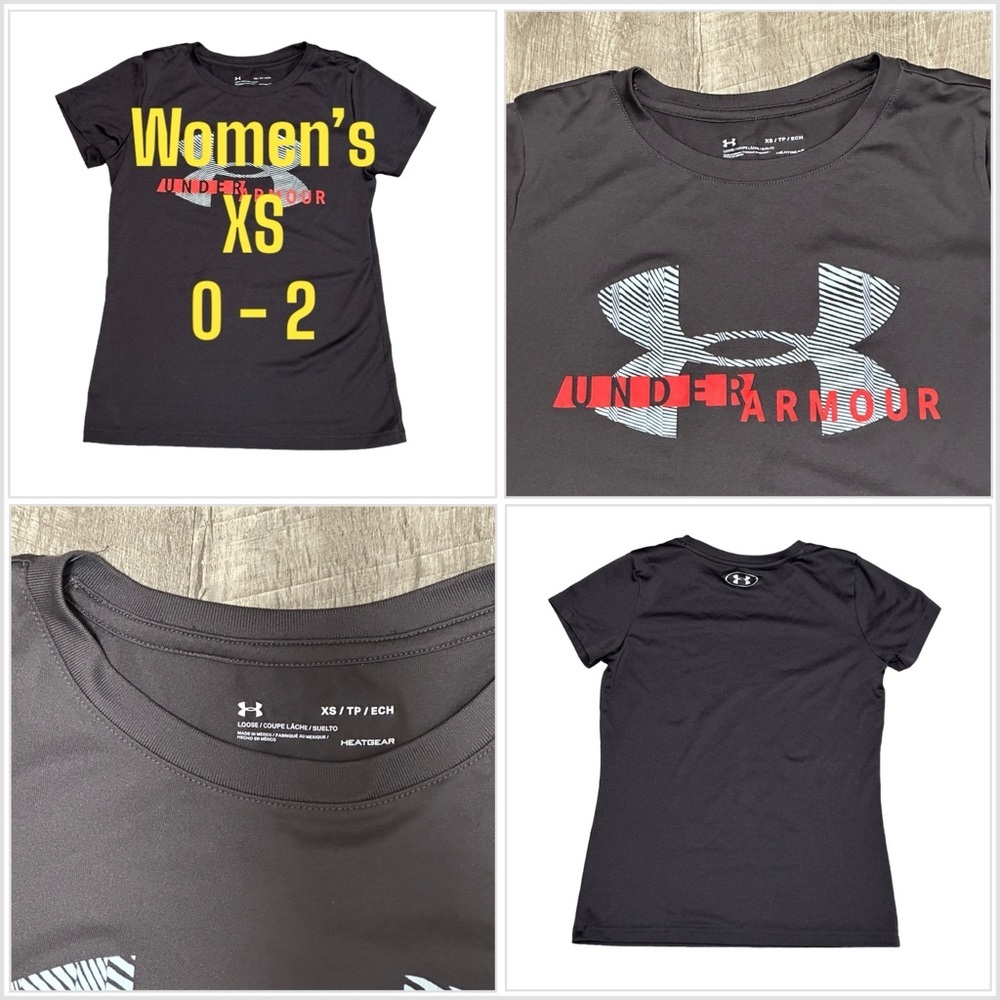 Women’s Under Armour XS 0 - 2 Short Sleeve T-Shirt Top Tee Grey Gray HeatGear